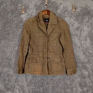 Madewell Outbound Distressed Olive Green Cotton Utility Jacket Womens